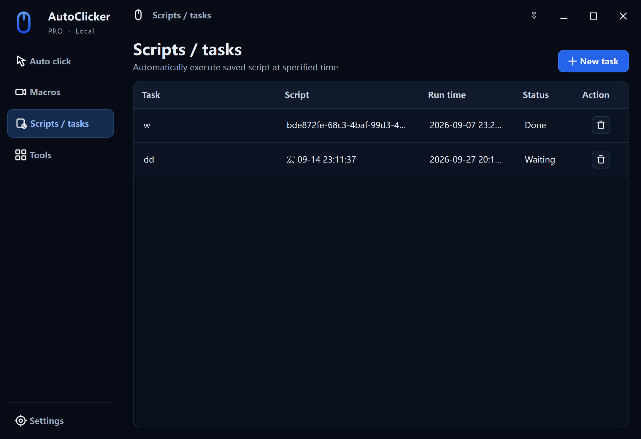 AutoClicker Pro scheduled scripts and tasks workspace