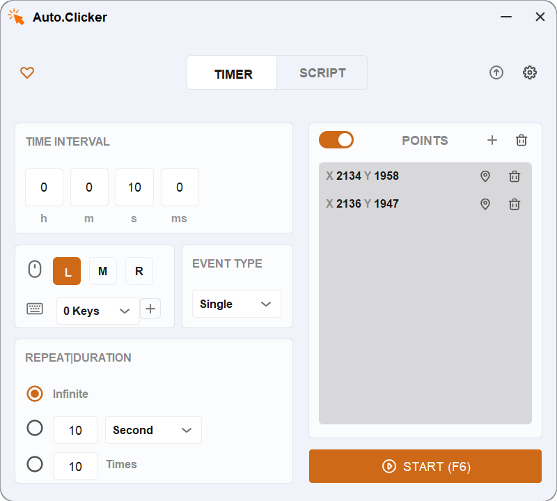 Auto Clicker interface